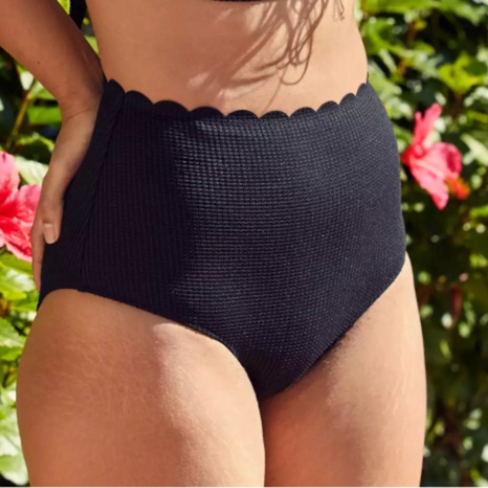 Aerie Waffle Scalloped High Waisted Bikini Bottom